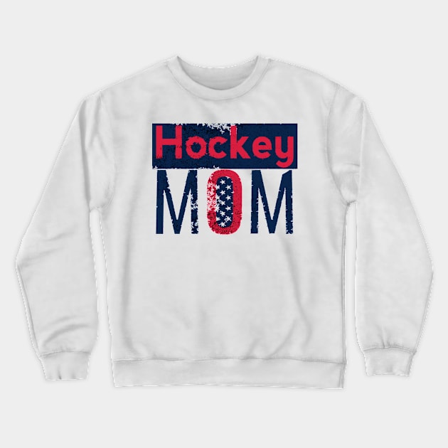 The Ice Hokey Mom in Red and Blue Crewneck Sweatshirt by M Dee Signs